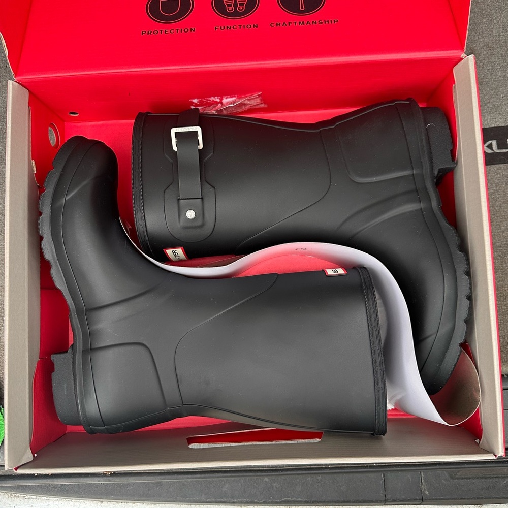 Black Rubber Boots with Buckle